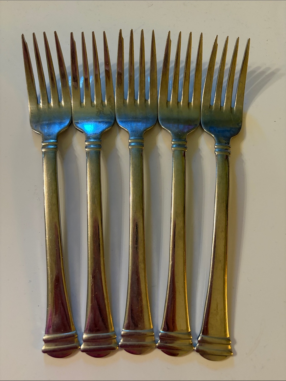 Towle Classique Bands 18/8 glossy stainless flatware set of 5 salad forks VGUC